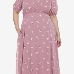 Sold Out Disney Her Universe Pink Floral Midi Dress Plus Chiffon